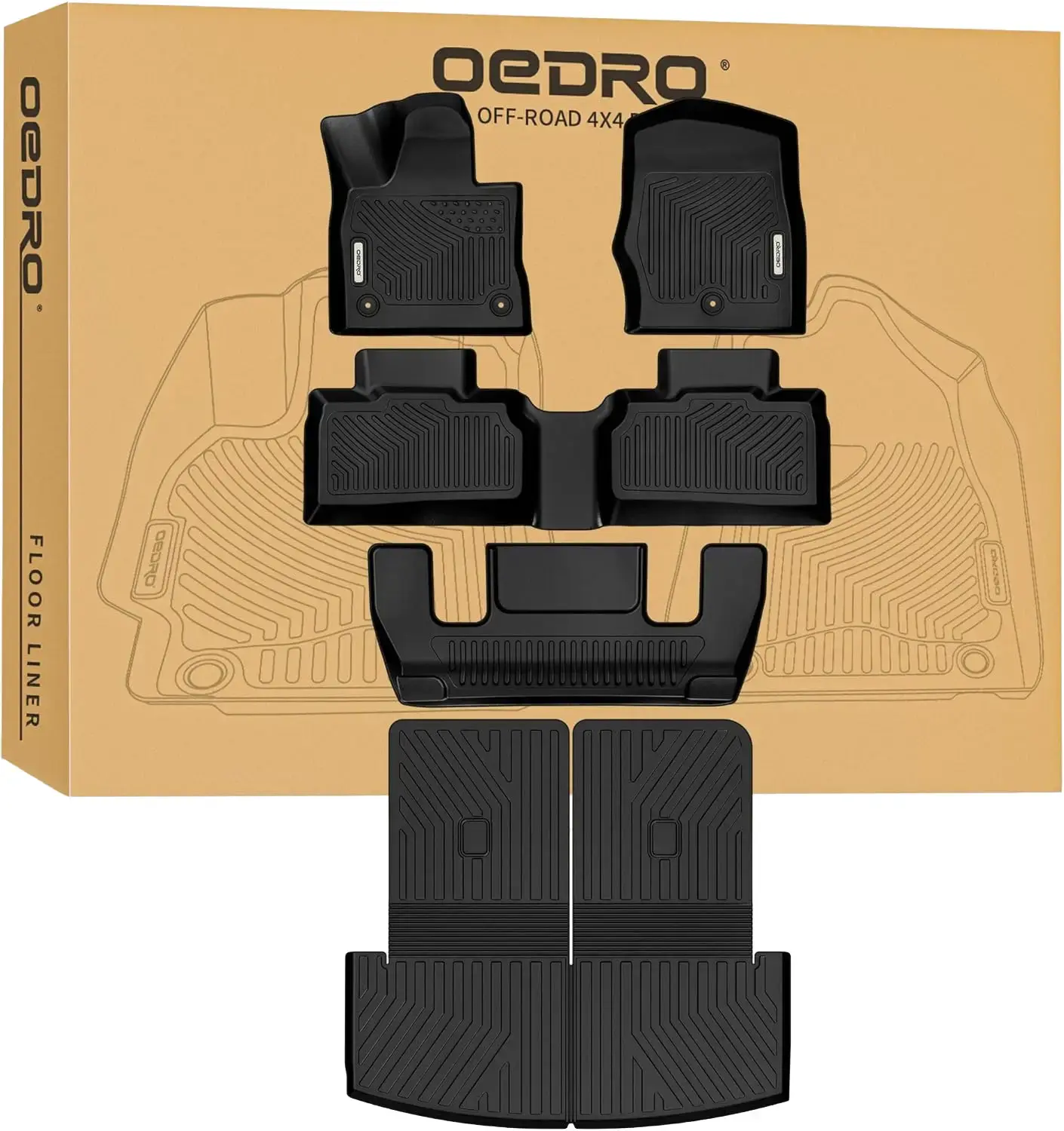 YITAMOTOR Floor Mats for 2020-2025 Ford Explorer 6-Seater, Custom Fit TPE All Weather Trunk Mat with Backrest Back Seat Protector, Full Mat Set