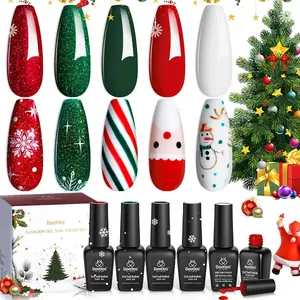 Beetles Christmas Gel Nail Polish Set – Christmas Gift Choice Red Green Glitter Holiday  Soak Off UV LED Gel for Nail Art, Winter Long Lasting Nail Gel Kit for Salon & Home Manicure Winter Nail Black Friday
