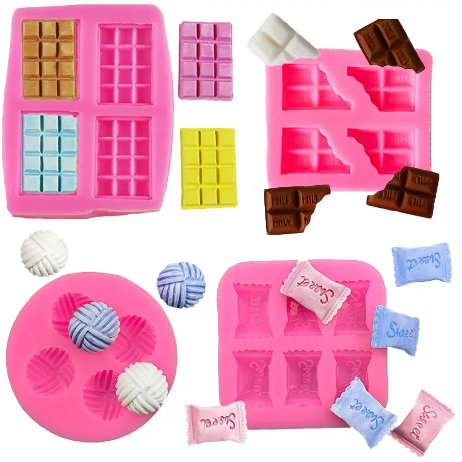 4pcs Chocolate Candy Molds Set, Silicone Mold Shapes for DIY Clay Cake Decoration, Handmade Dessert Making Tools, Reusable Chocolate Mold, Model Xinghao C-2034