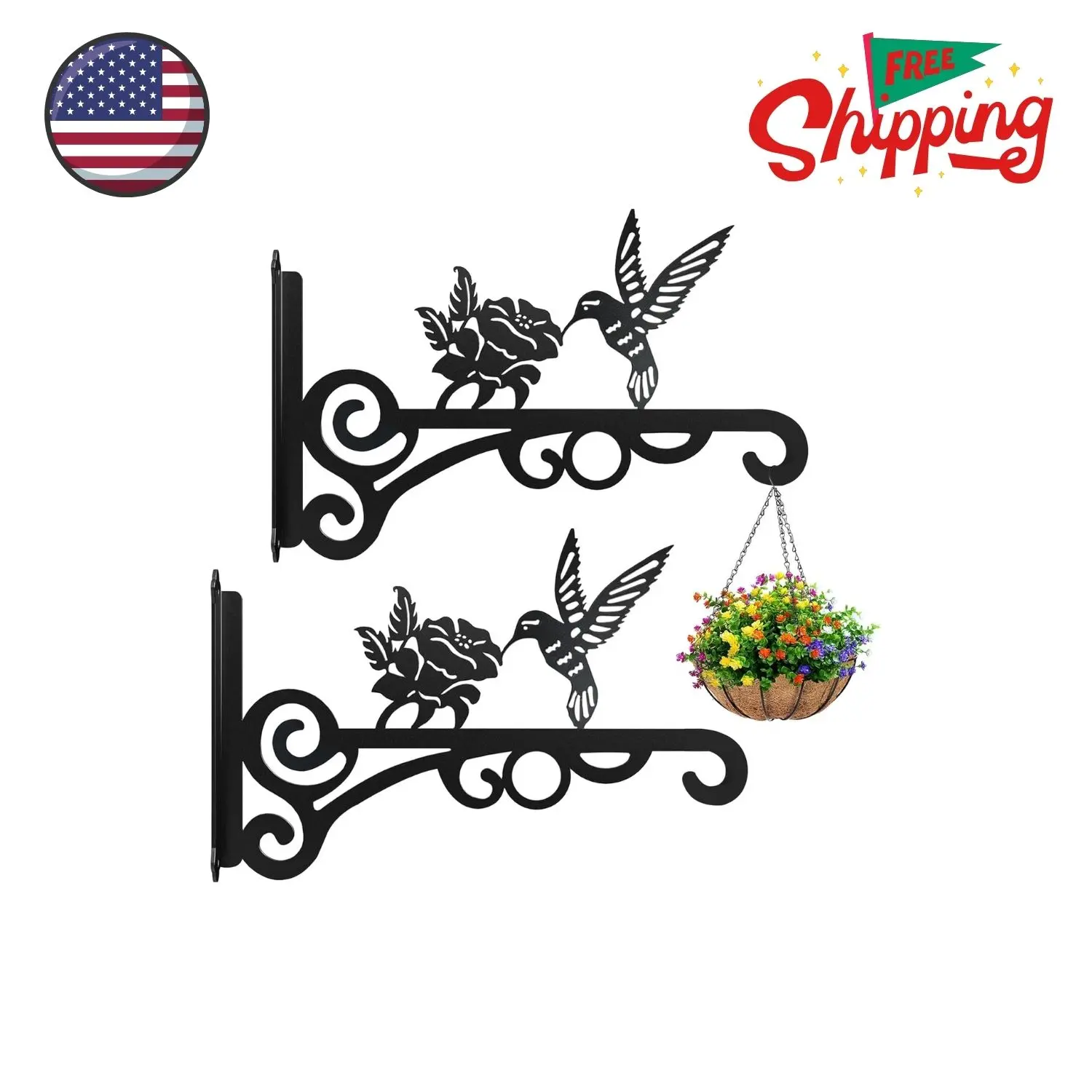 2-Pack 10 Inch Aesthetic Plant Hangers Outdoor – Metal Hanging Plant Bracket
