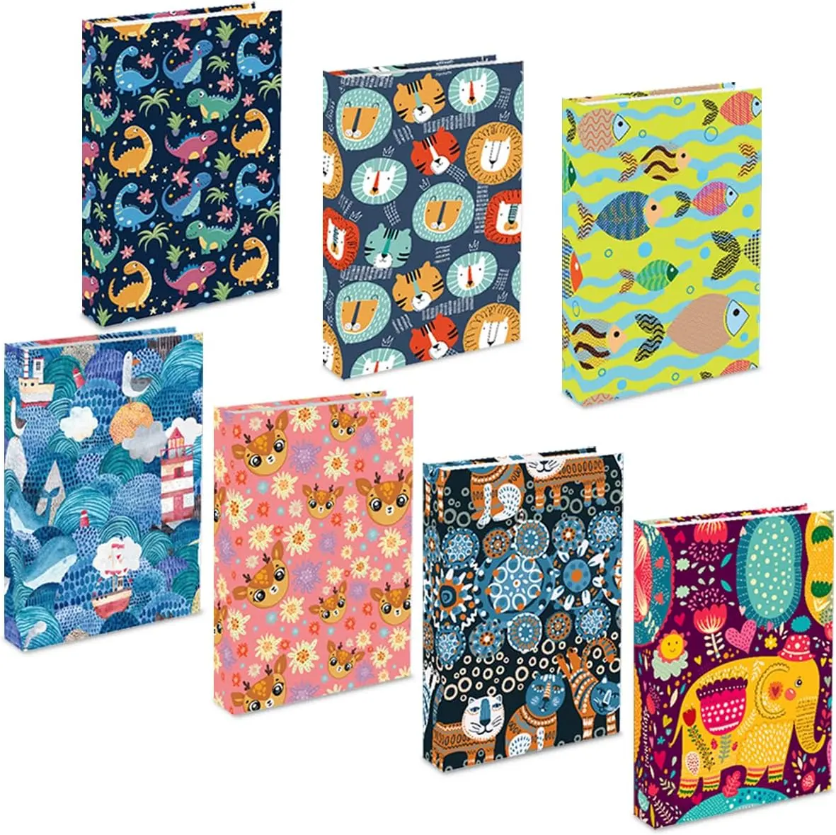 7 Pack Stretchable Book Covers, Jumbo Book Sleeves for Textbook Hardcover Books up to 9 x 11 Inches, Reusable, Washable and Protective Textbook Covers for School Kids Boys Girls