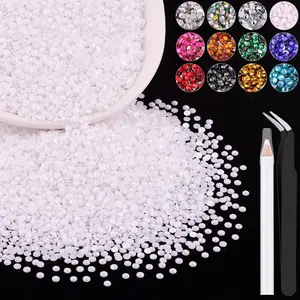 5000PCS 3mm Resin Rhinestones in Bulk (White), Bedazzling Flatback Crystals for Crafts DIY Nail Decoration, Gems Charms for Tumbler Shoes Clothing Fabric with Pickup Pen and Tweezers