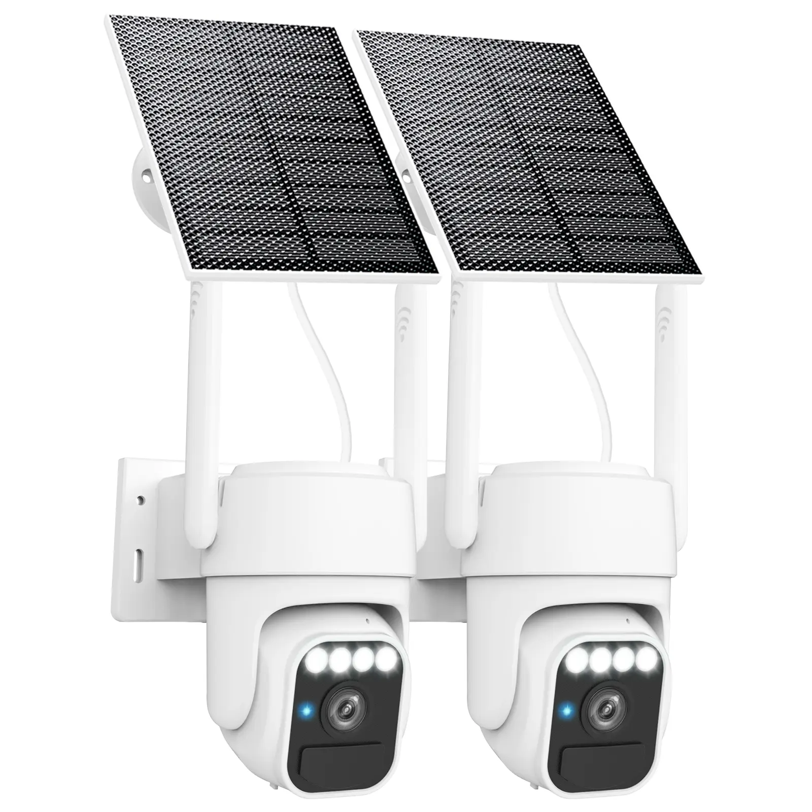 Wi-Fi Solar Camera Outdoor Wireless 2 Packs, Motion Detection, Night Vision, IP65 Weatherproof, Pan & Tilt Control, Two-Way Audio