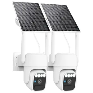 Wi-Fi Solar Camera Outdoor Wireless 2 Packs, Motion Detection, Night Vision, IP65 Weatherproof, Pan & Tilt Control, Two-Way Audio