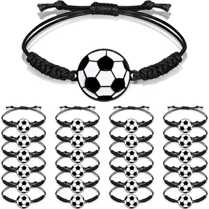 10-20Pcs Soccer Kids Bracelets Adjustable Charm Football Bracelet Sports Woven Cord Bracelets for Soccer Player