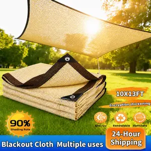 90% Shade Cloth, UV-Resistant — 10×13 ft beige Sun Shade Net with Reinforced Grommets, Heavy-Duty and Durable, Ideal for Outdoor Gardens, Patios, Sheds, Plant Covers, Greenhouses, and Chicken Coops.#Summervibes