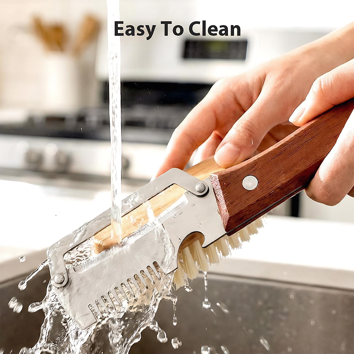 Multi-Functional Vegetable Peeler for Kitchen,Premium Stainless Steel & Durable Wooden Handle, Ergonomic Multi-Purpose Fruit Peeler for Kitchen, Sharp Durable Tool for Sugarcane, Pineapple & All Produce