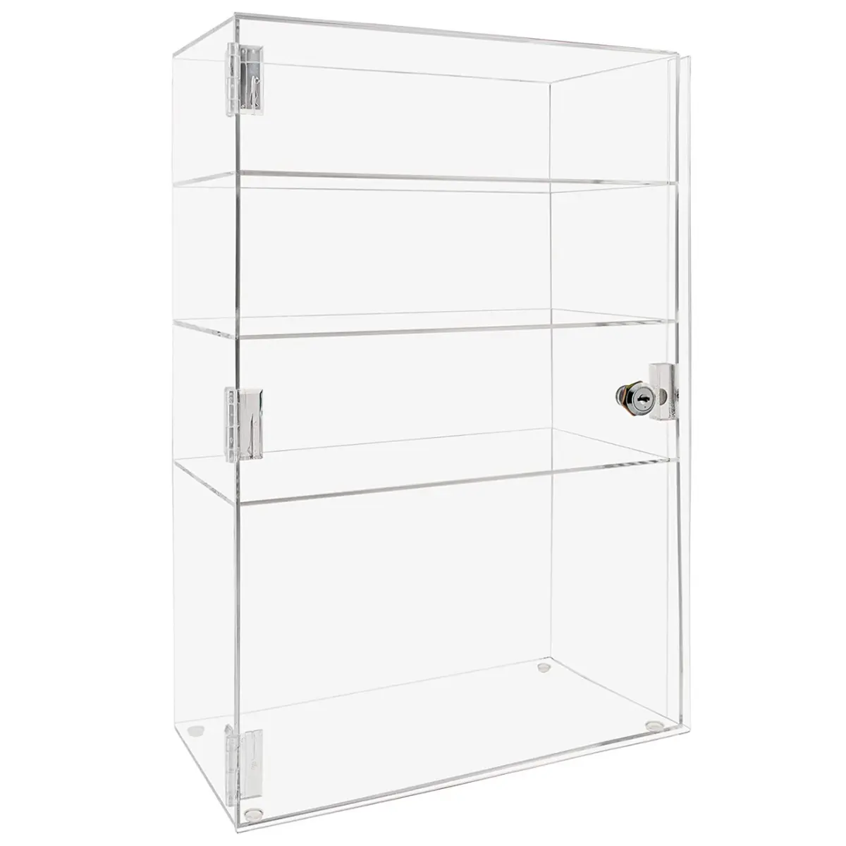 Acrylic Locking Vertical Cabinet with Keys 12" x 7" x 19" Clear Tall Countertop Locker One Piece No Assembly with Swinging Door for Retail Merchandise by 321 Plastics