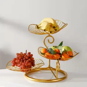 High Value Iron Lotus Leaf Basket for Fruit and Glasses