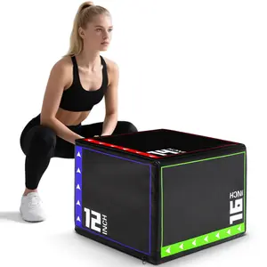 3-in-1 Plyometric Box Set (16/24") - High-Density EPE & Compressed Foam Jump Box for Home Gym, HIIT & CrossFit - Non-Slip Box Jumps, Step-Ups, Squats, Hip Thrusts