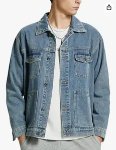 Denim Jacket Men Vintage Autumn and Winter Tops Mens Denim Trucker Jacket Black Small outdoorfun