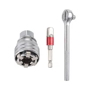 Upgraded Adjustable Universal Socket Wrench, Manual Socket Wrench, Multifunctional Sleeve, 10mm-19mm Universal Sockets Tools for 3/8" Drive Ratchet Torque Wrench and Power Drill