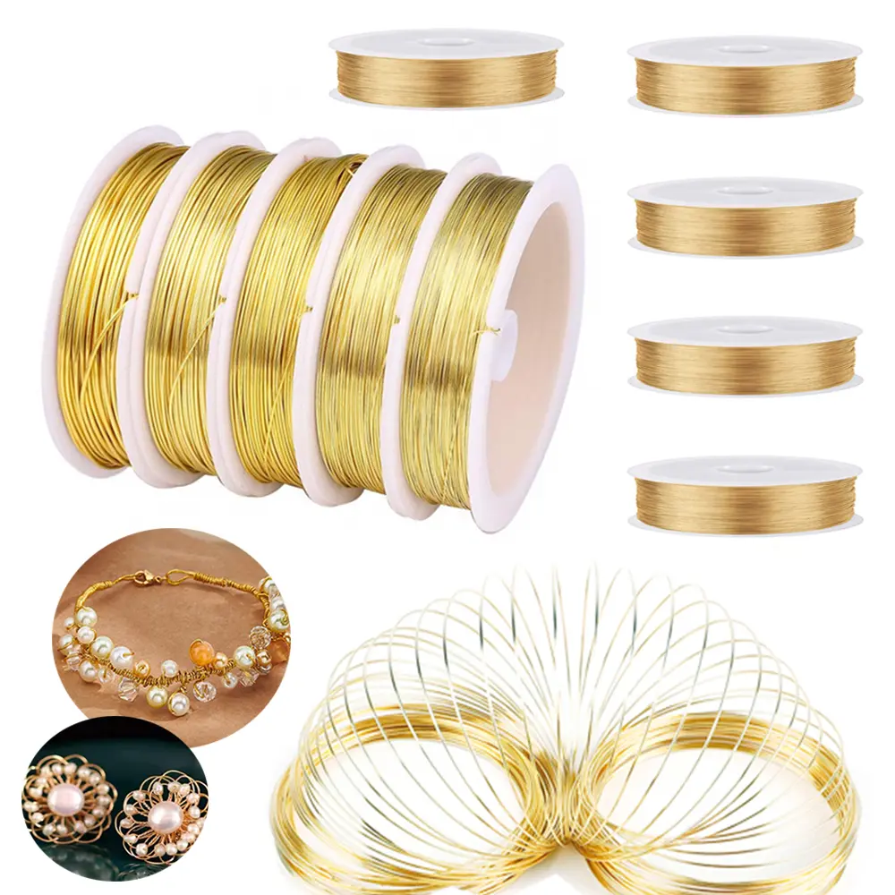38AWG-26AWG Brass Copper Wire Spools, 5 Rolls Bendable Metal Craft Wire for Jewelry Making, Plumbing, Electrical Connections, Spool Of Wire