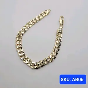 Bracelet Cuban Link Style Laminated-Gold 8.5 Inches 9 Millimeters for Adults Size or Adults with Big Wrists Jewelry Accessory. SKU AB06
