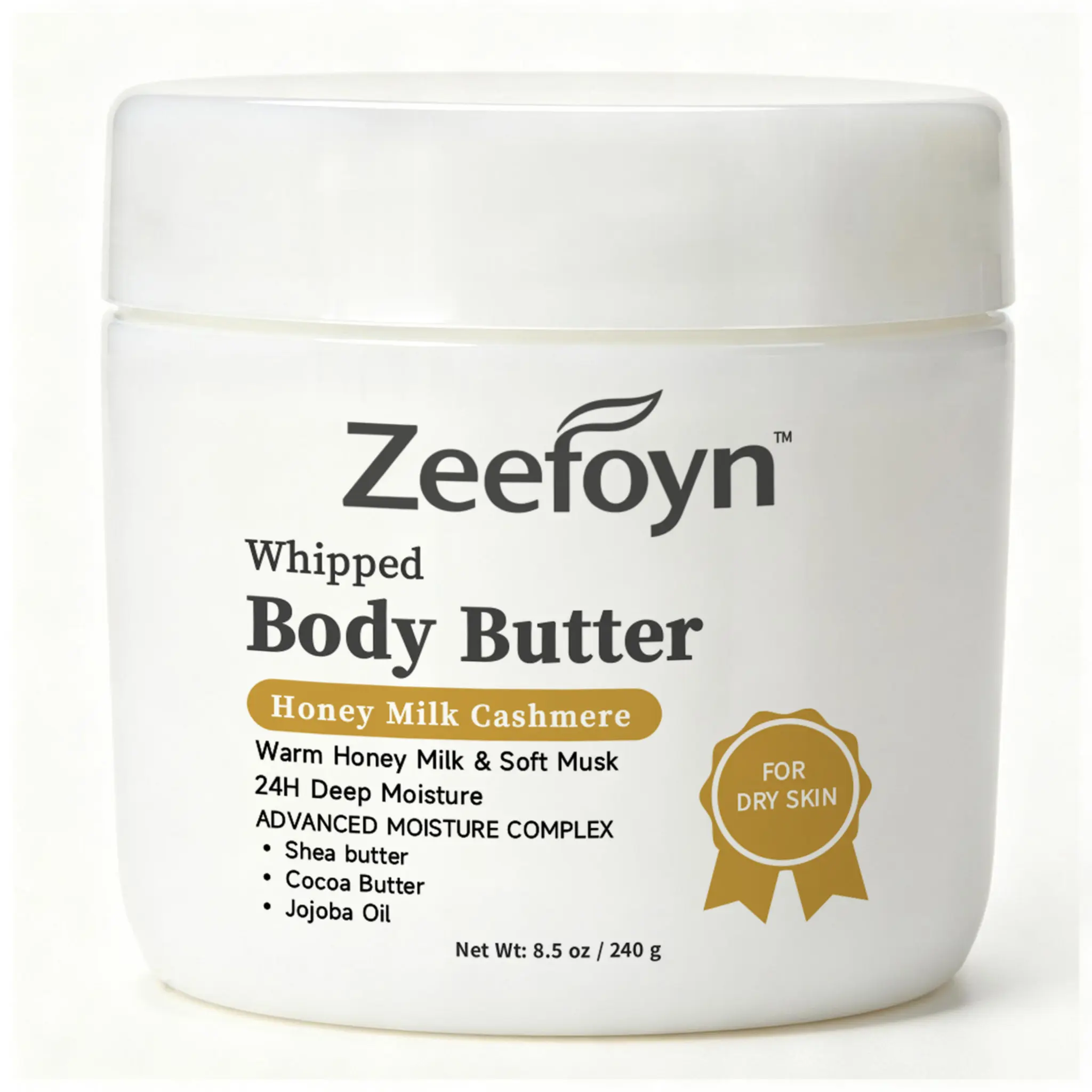 Cashmere Whipped Body Butter for Dry Skin - Honey Milk Cashmere - | With Shea Butter & Cocoa Butter Body Deep Moisturizer Hydration | Honey Milk scented for Comfort Skin Care - 8.5 oz