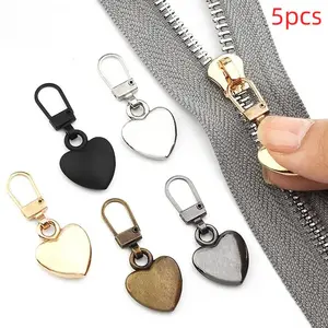 5pcs Heart Shaped Zipper Pull Replacement, Detachable Metal Zipper Pull Kit, Convenient Accessory for Coats Backpacks Jackets Pants Jeans Suitcase Purses Handbags, Multi Pocket Zipper