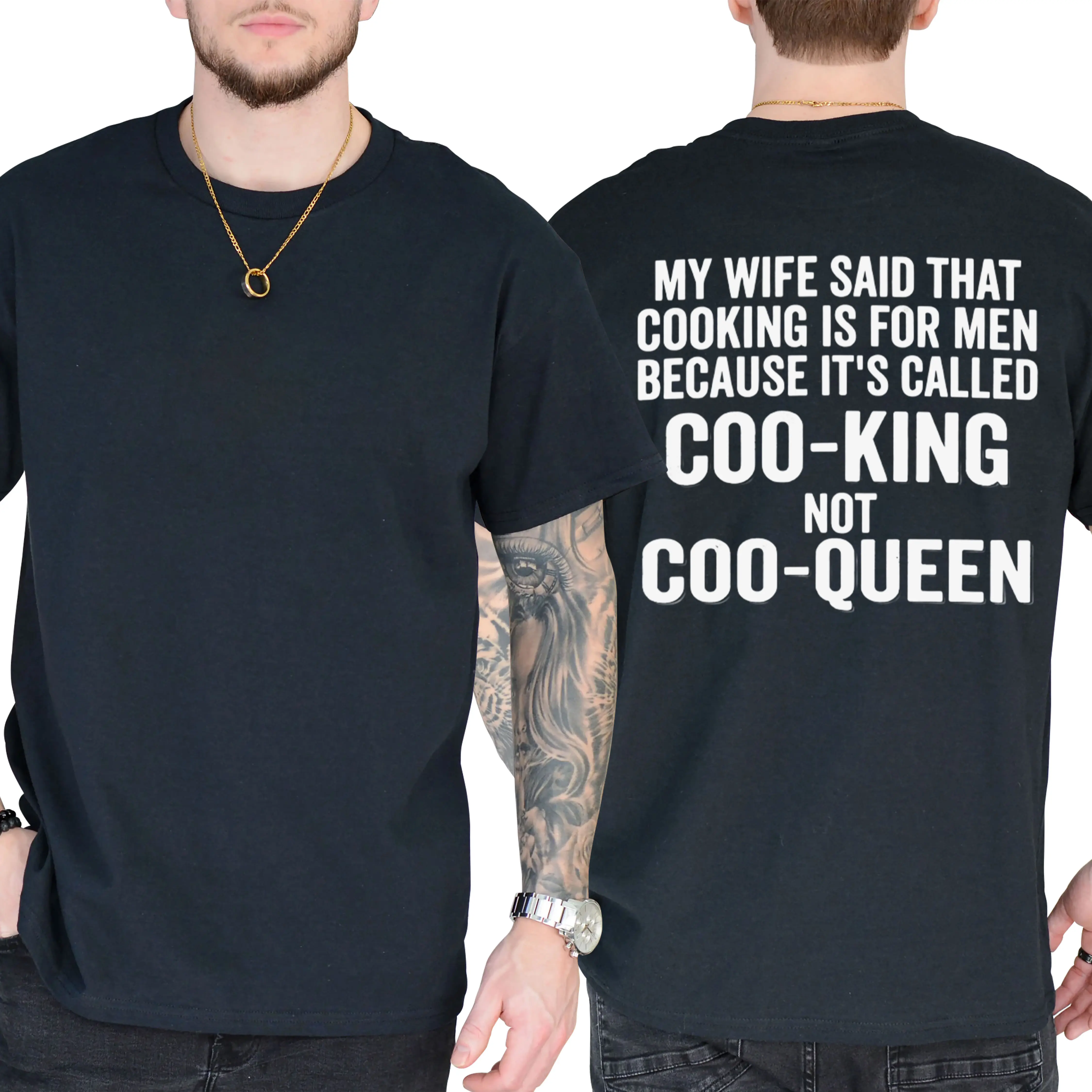 The Coo-King Funny Husband Tee, Short Sleeve Printed Graphic Shirt, Daily Casual Cotton Menswear