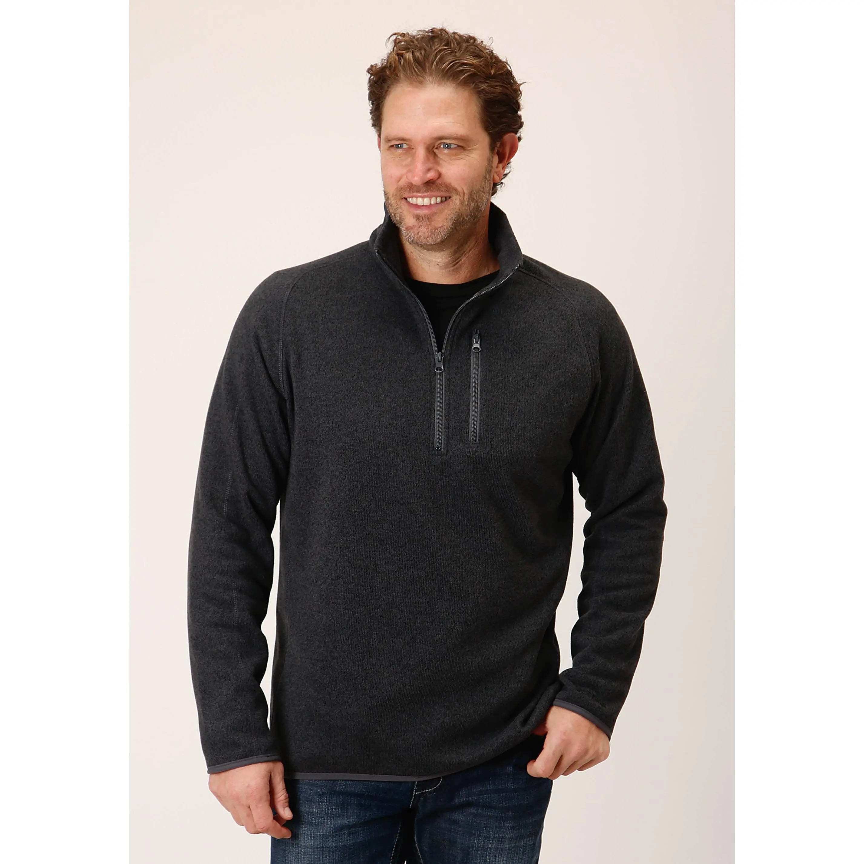 Men's Stetson Grey Quarter Zip Western Sweater
