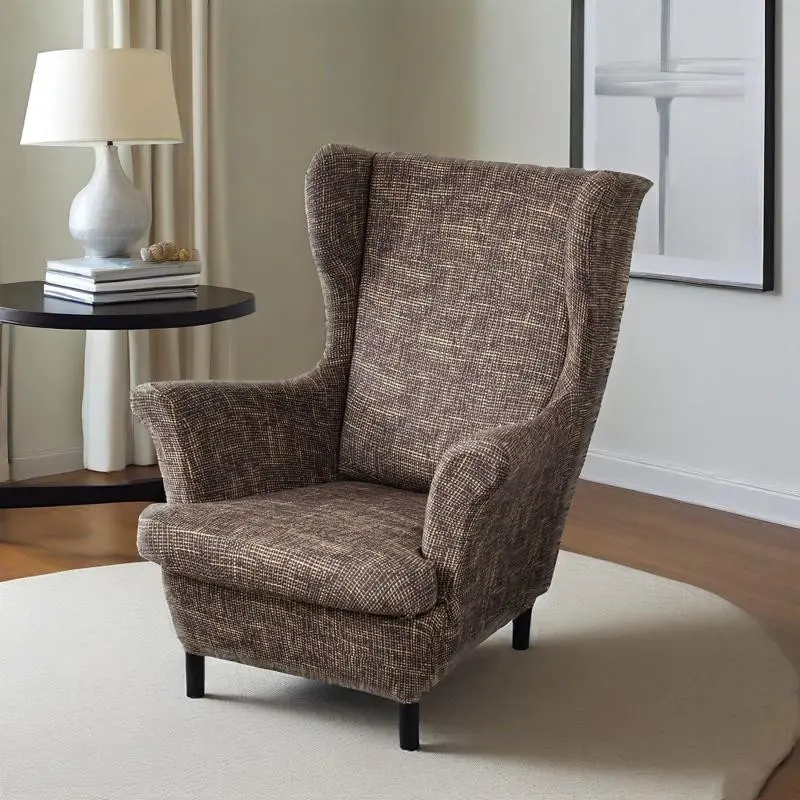 2 Piece Set Seasonal Print Elastic Wingback Chair Sofa Cover, Soft Washable Armchair Protector, Ideal for Living Room Weddings Parties