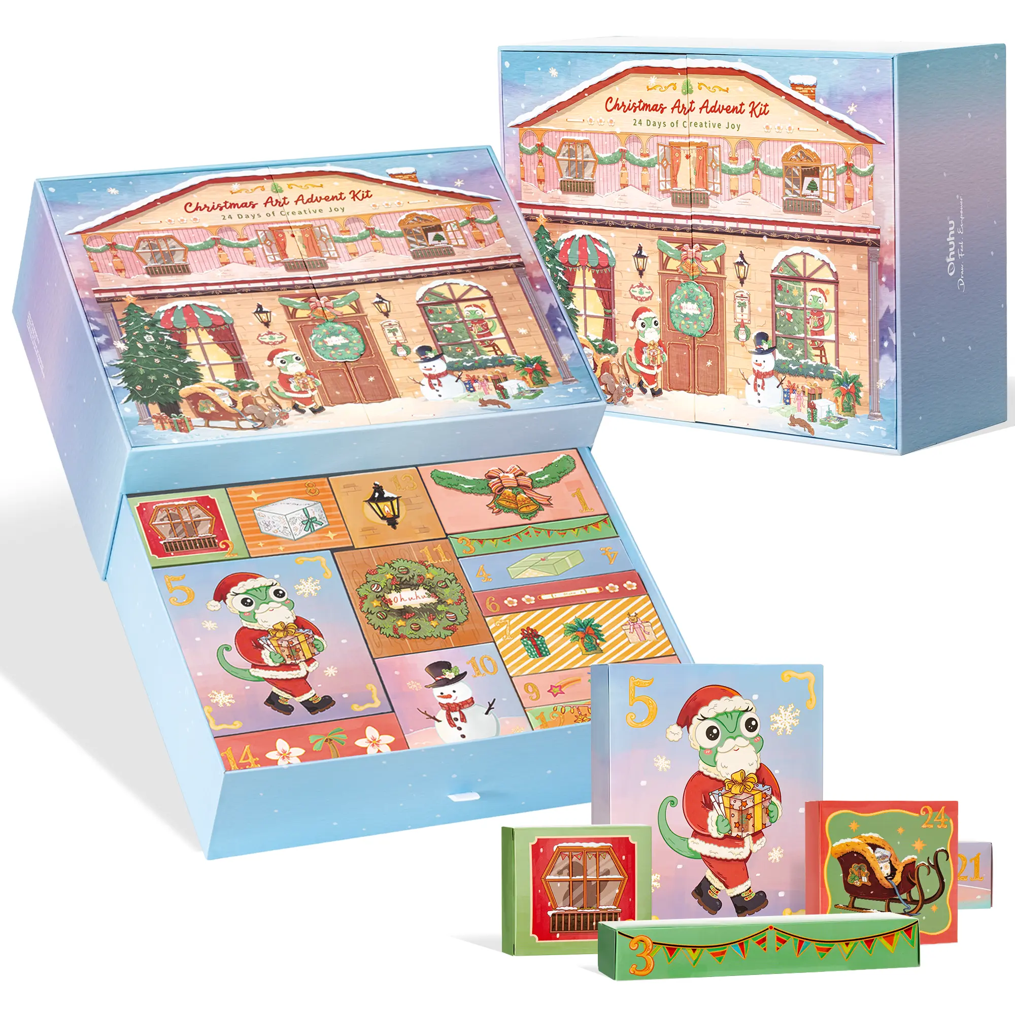 Ohuhu Christmas Craft Advent Calendar 2026 24-day Countdown DIY Art Kit with Ohuhu Alcohol& Acrylic Markers Glitter Pens Sketchbooks & Creative Projects, Christmas Gift for Adults Crafters Artists