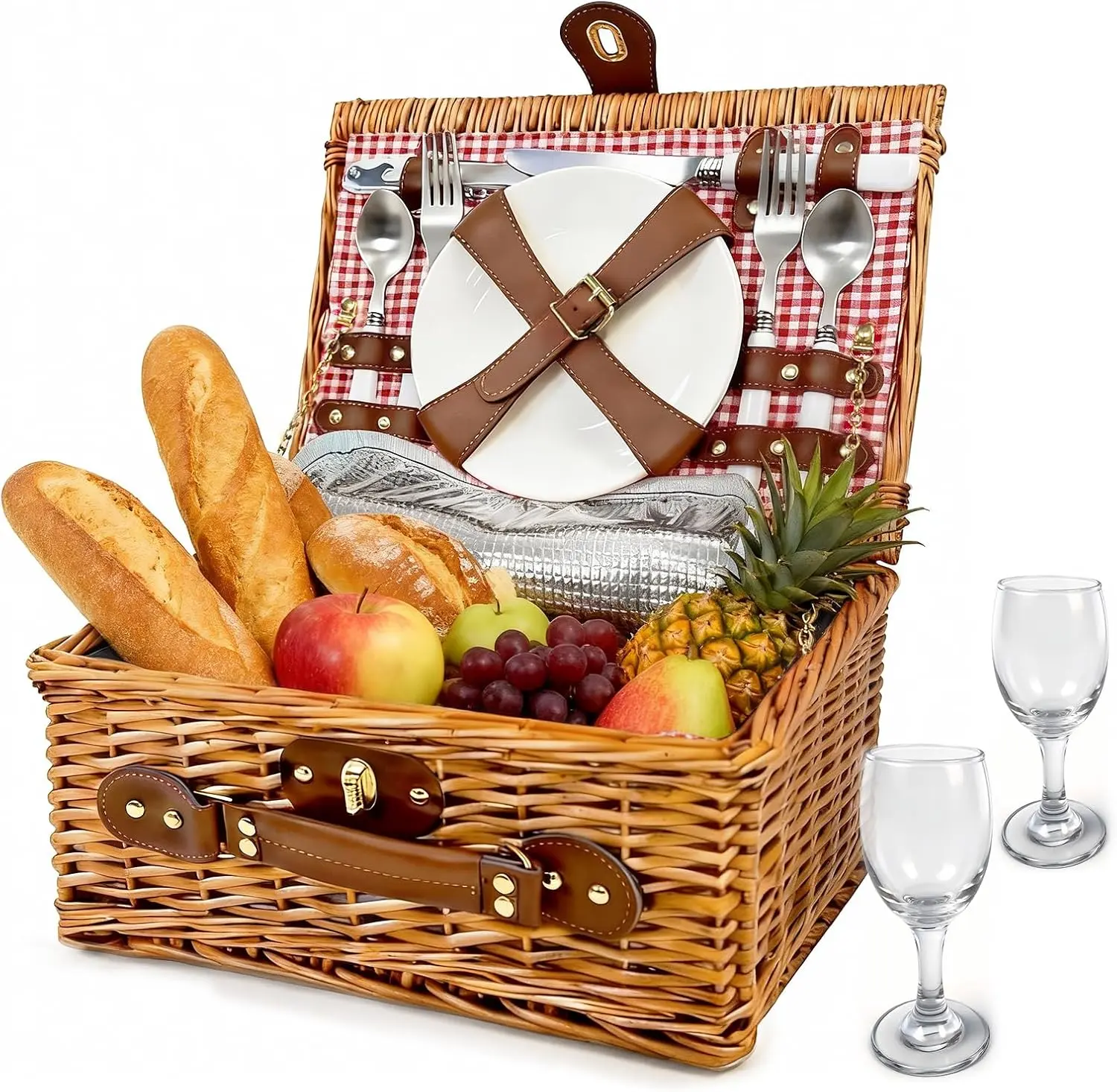 2 Person Wicker Picnic Basket Set with Blanket