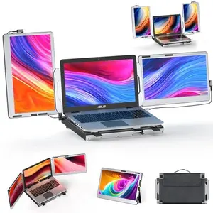 F2 Triple Portable Monitor Extender Aluminum Alloy Dual 14'' Display Multi-angle FHD 1080P IPS Type-C/Mini HDMI Laptop Screen Extender Working with Surface Compatible with Windows/MAC/Chrome/Linux