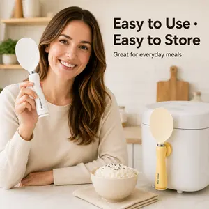 Anti-Stick Magnetic Rice Scoop Self-Standing Suction Cup Base Easy Clean Compact Foldable Lightweight Travel-Friendly for Preventing Rice Adhesion and Standing Up Alone for Everyday Cooks and Household