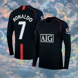 07 08C7 Ronaldo Away Black Long Sleeve Vintage JerseyFan Edition Edition