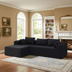 106-inch assembly-free sofa, freely configurable for living room or home theater use, deep-seated corduroy sofa bed, easy to assemble, chaise lounge can be placed on the left or right, modular design,No Assembly Required Living Room Sofa
