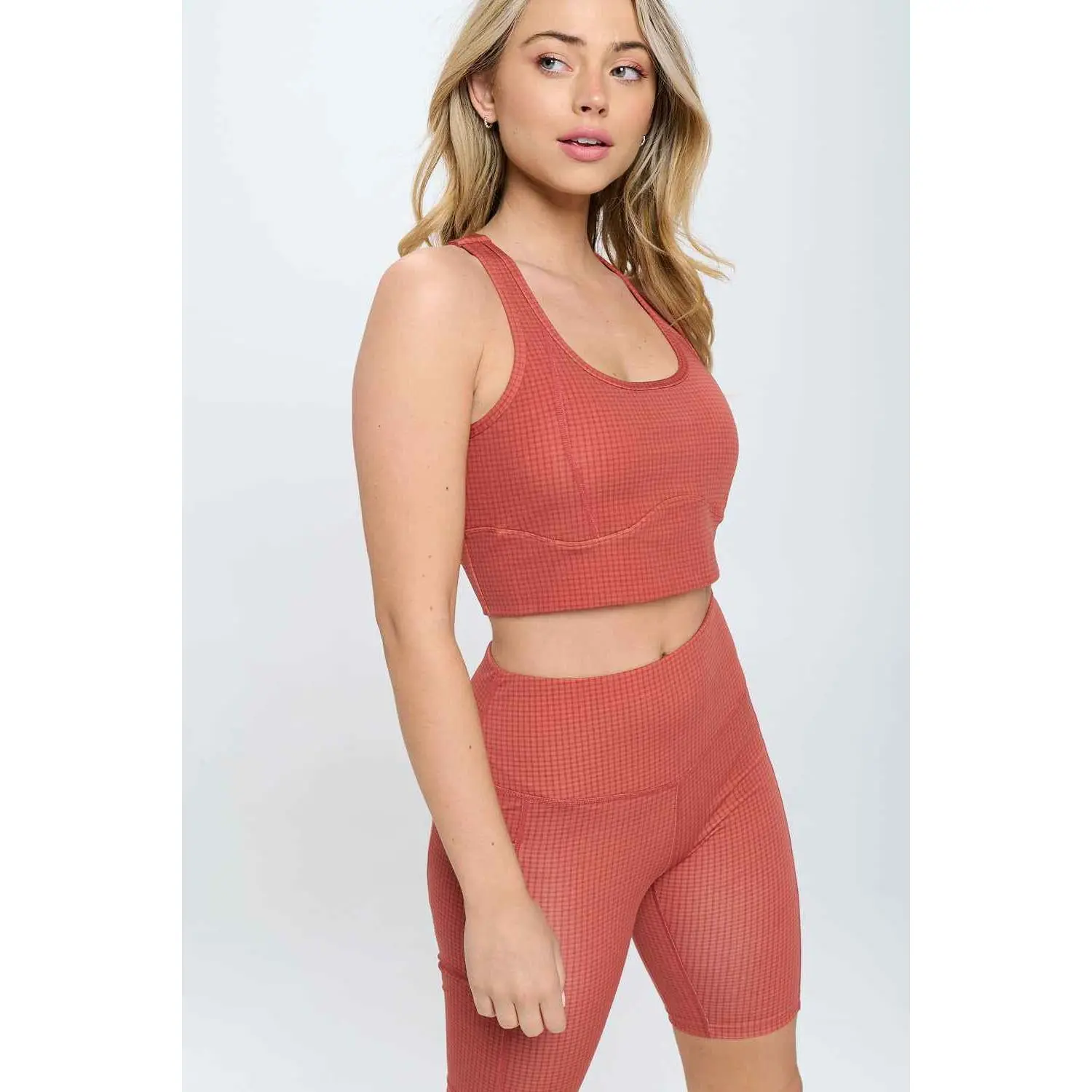 2 Piece Gingham print activewear set