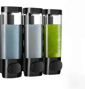 Zoronk Shampoo and Conditioner Dispenser No Drill Shower soap Dispenser Wall Mounted 3 Chamber for Bathroom, Kitchen,Hotel Pumps are Easy to use No leaks (Silver)