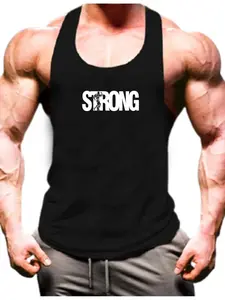 Men's Strong Weightlifting Graphic Tank Top, Sporty Loose-Fit Sleeveless Workout Shirt, Muscle Building Fitness Apparel for All Seasons