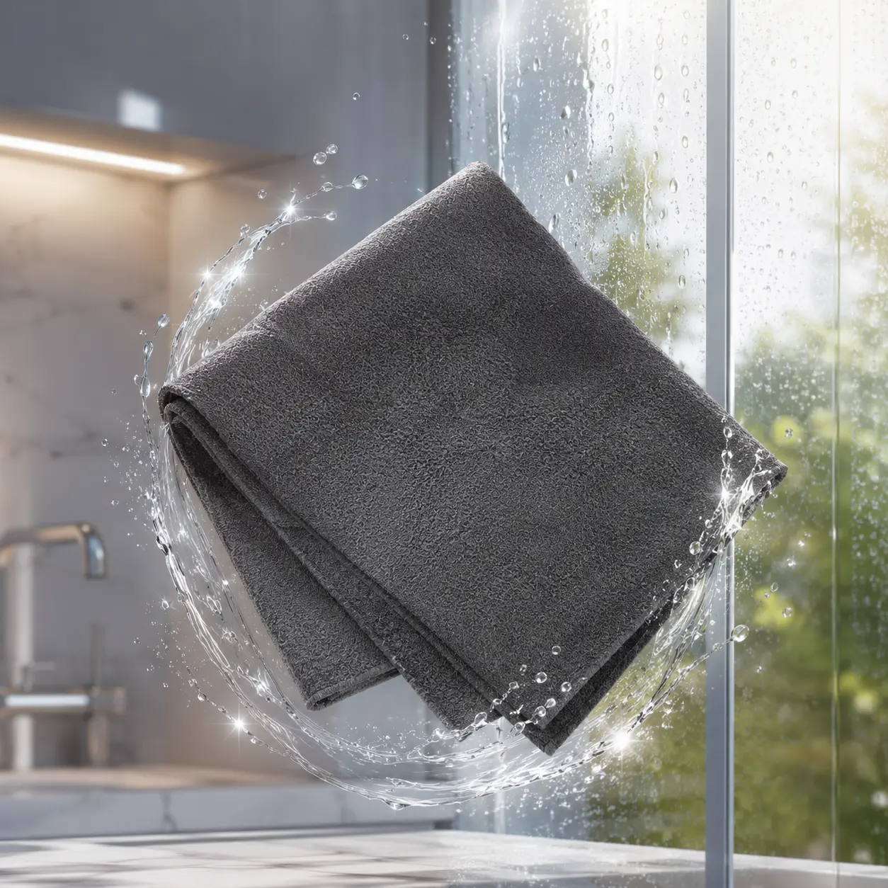5-Pack Microfiber Magic Cleaning Cloths, 12×12 Inch Each, Lint-Free Streak-Free Wipes for Glass, Stainless Steel & Kitchen Cleaning