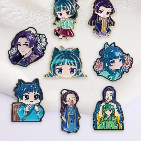 8-Piece Set Cartoon Anime The Apothecary Diaries Metal, Quality Enamel Pins, Anime Character Collectibles, Chibi Portrait Design of Characters with Cat and Ren Shi, Badges for Backpack Jacket Jewelry Decoration, Gift for Fans and Friends