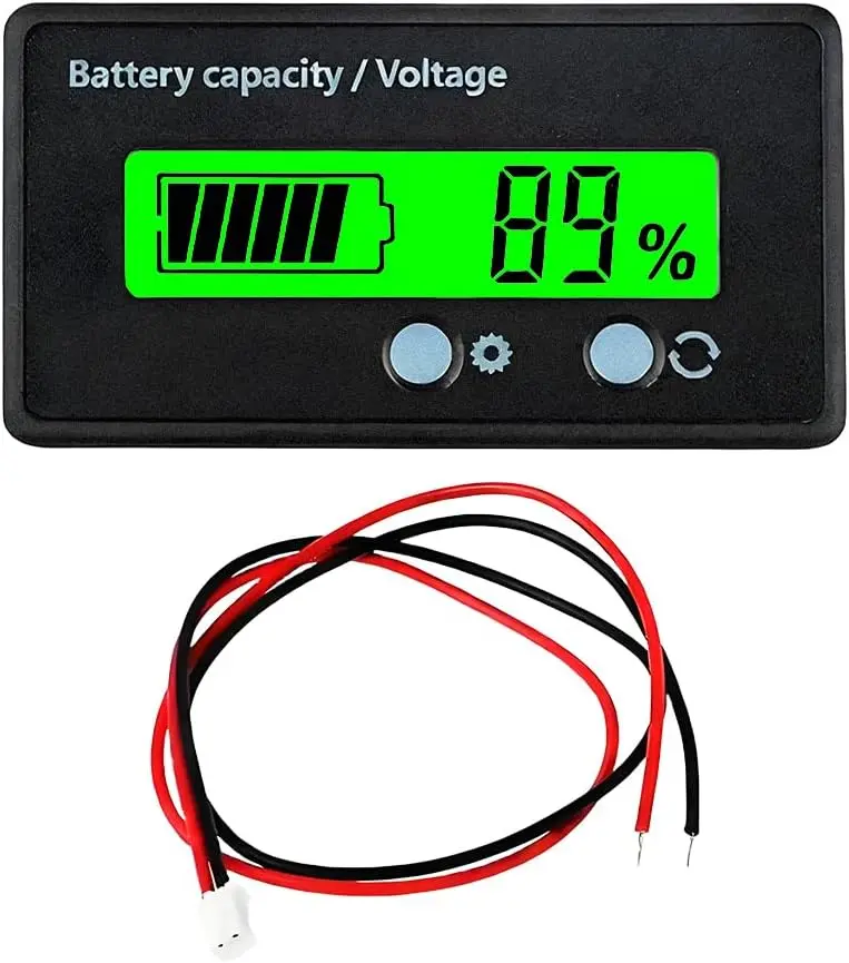 12V 24V 48V 60V 72V Golf Cart Battery Monitor Meter, Digital LCD Display Vehicle Capacity Indicator with Alarm, Digital Automotive Power Monitor, Universal Fit (Green)