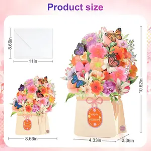 Birthday Greeting Card, Light & Music Birthday Card, Lily and Butterfly Theme, 10-inch Preserved Flower Bouquet, 3D Pop-Up Birthday Card, Perfect for Women, Wives, Mothers, Daughters, Sisters, Partners—A Surprise She'll Never Forget Orchid Decoration