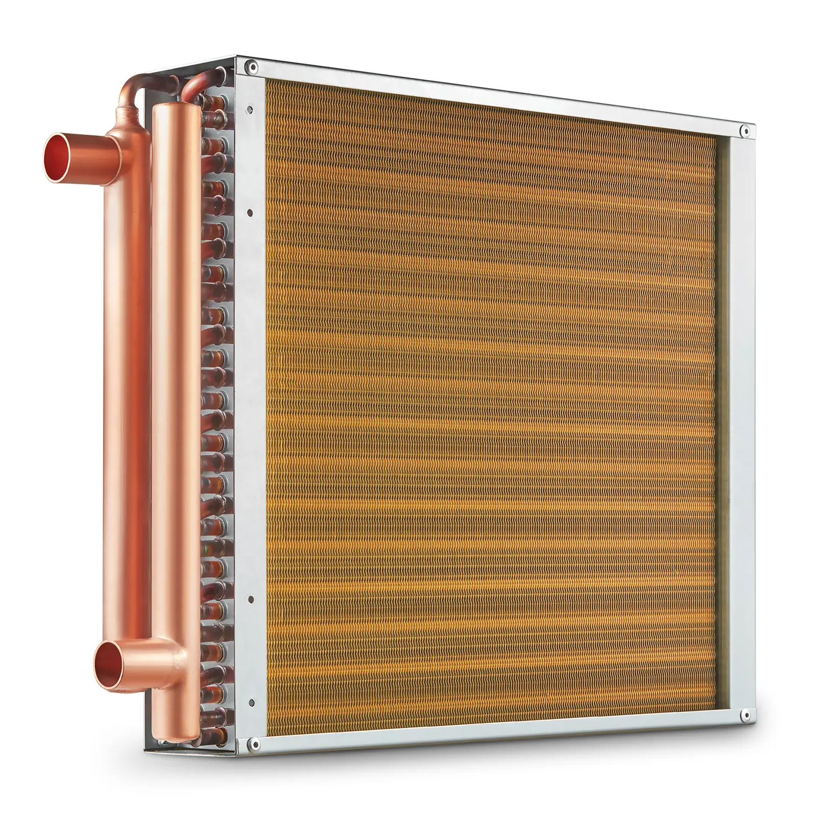 【Summerfinds】VEVOR Copper Square Water-to-Air Heat Exchanger (16"x16", 3-Row 3/8" Ports, 193 Epoxy-Coated Aluminum Fins) - 160kbtu/Hr, CE & UL Certified, -40-180°C/-40-356°F Temp Range, Corrosion-Resistant for Outdoor Wood Furnaces, Residential Heating, H