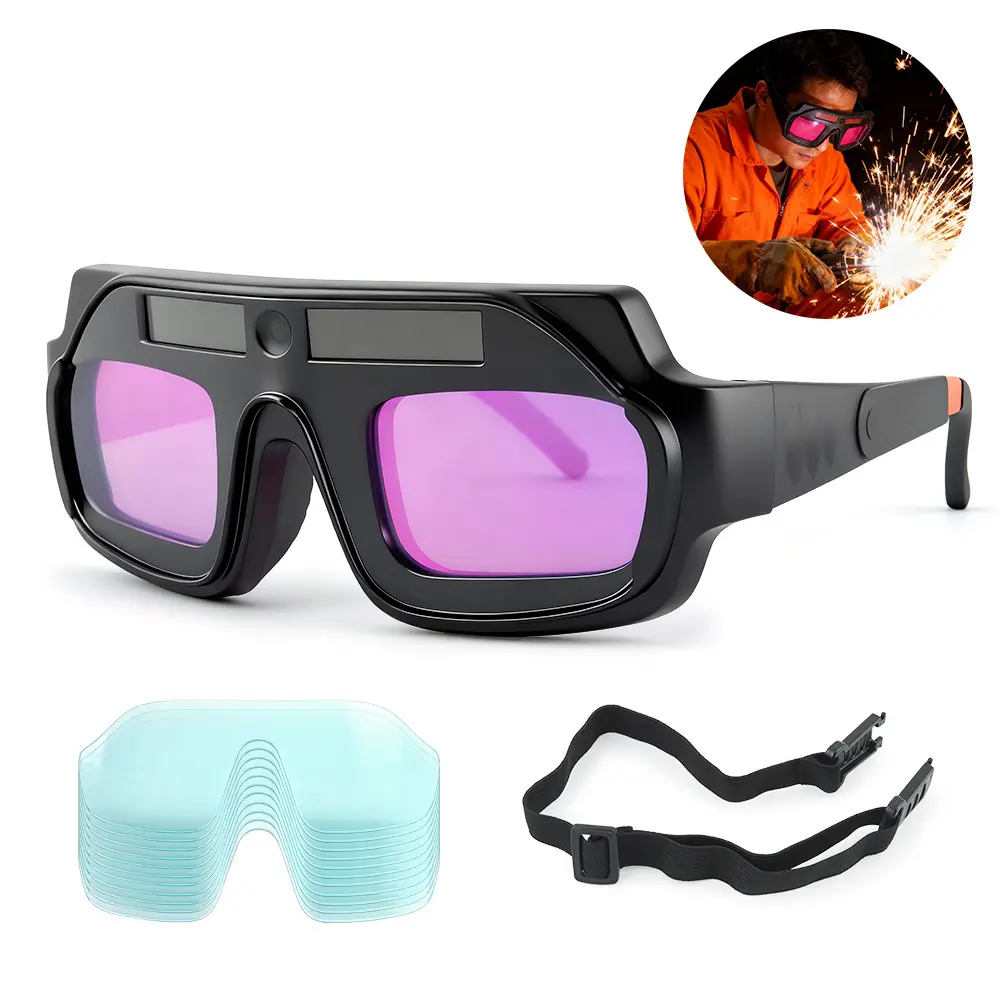Auto-Darkening Welding Goggles | UV/IR Protection & 1/25000s Reaction - TIG/MIG/ARC Helmet with Clear Lens outdoorfun Industrial Protector