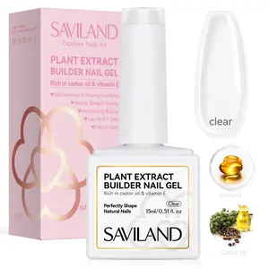 SAVILAND 15ml Clear Builder Nail Gel – Bottle Gel for Nail Extensions, Hard Gel Strengthener Enriched with Castor Oil & Vitamin E for Repairing and Reinforcing Damaged Nails, Ideal for Nail Art