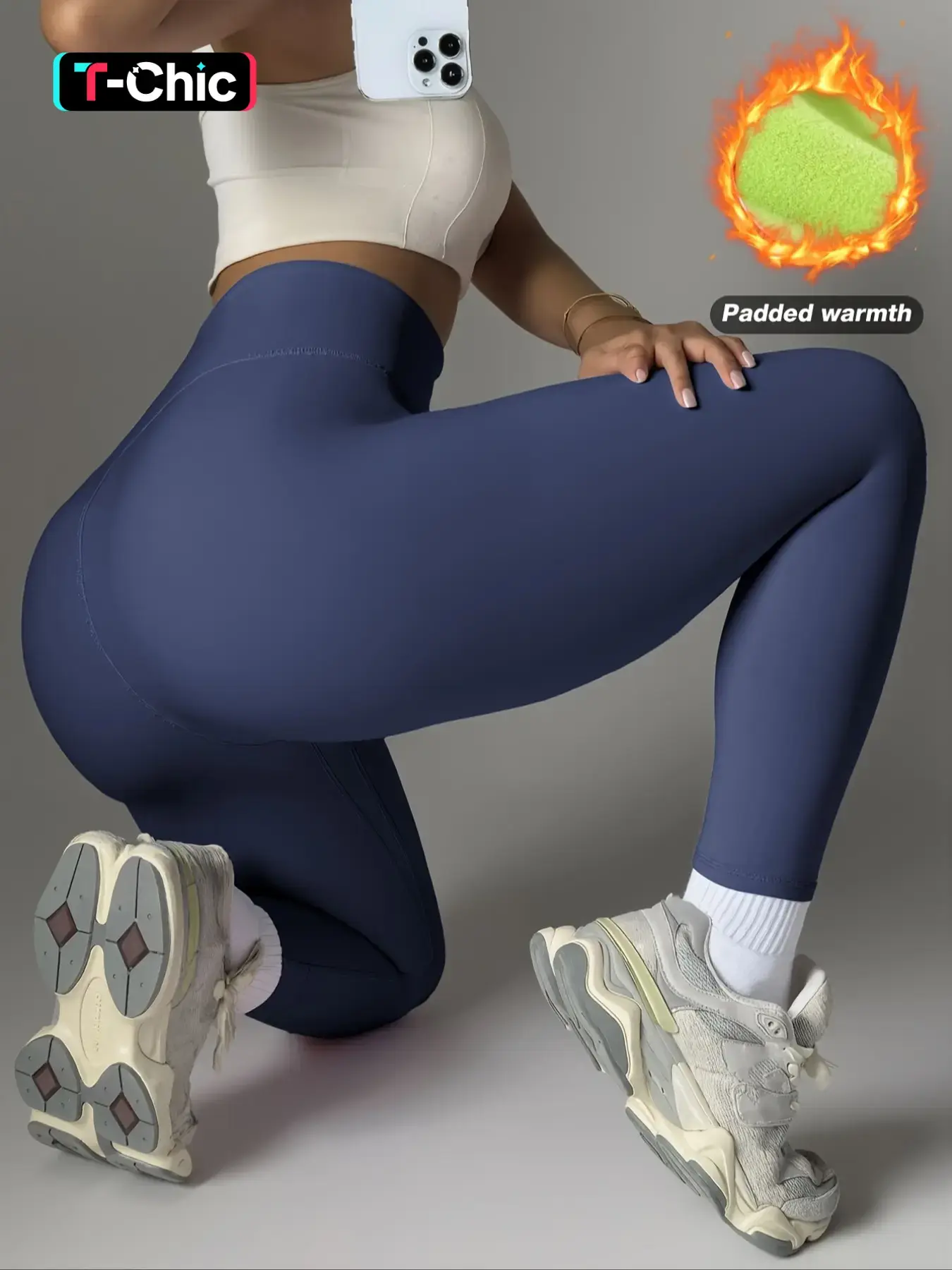 Women's High Waist Fleece-Lined Leggings with Padding, Warm Yoga Pants for Winter Sports and Daily Wear, Slim-Fitting Party Style, Sports Stretchy Leggings