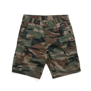 Camouflage workwear shorts summer men's heavyweight washed cotton capris retro khaki style tough casual half pants Menswear Trouser