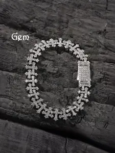 European and American hip-hop copper inlaid with cubic zirconia 11.5MM cross bracelet, a luxurious and versatile jewelry piece suitable for both men and women, Cross Charm Bangle