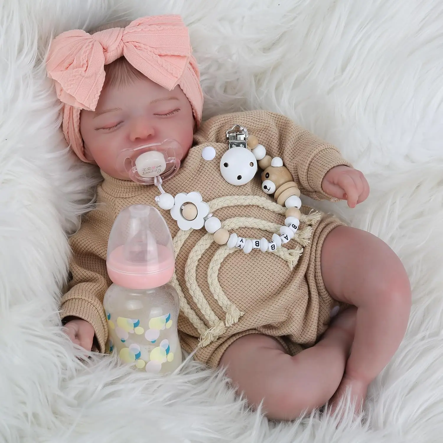 20-in Lifelike Reborn Baby Doll, Sleeping Realistic Newborn with Soft Cloth Body, Feeding Toy, ksbd Soft Cuddly Gift for Kids Age 3+, 20 Inch