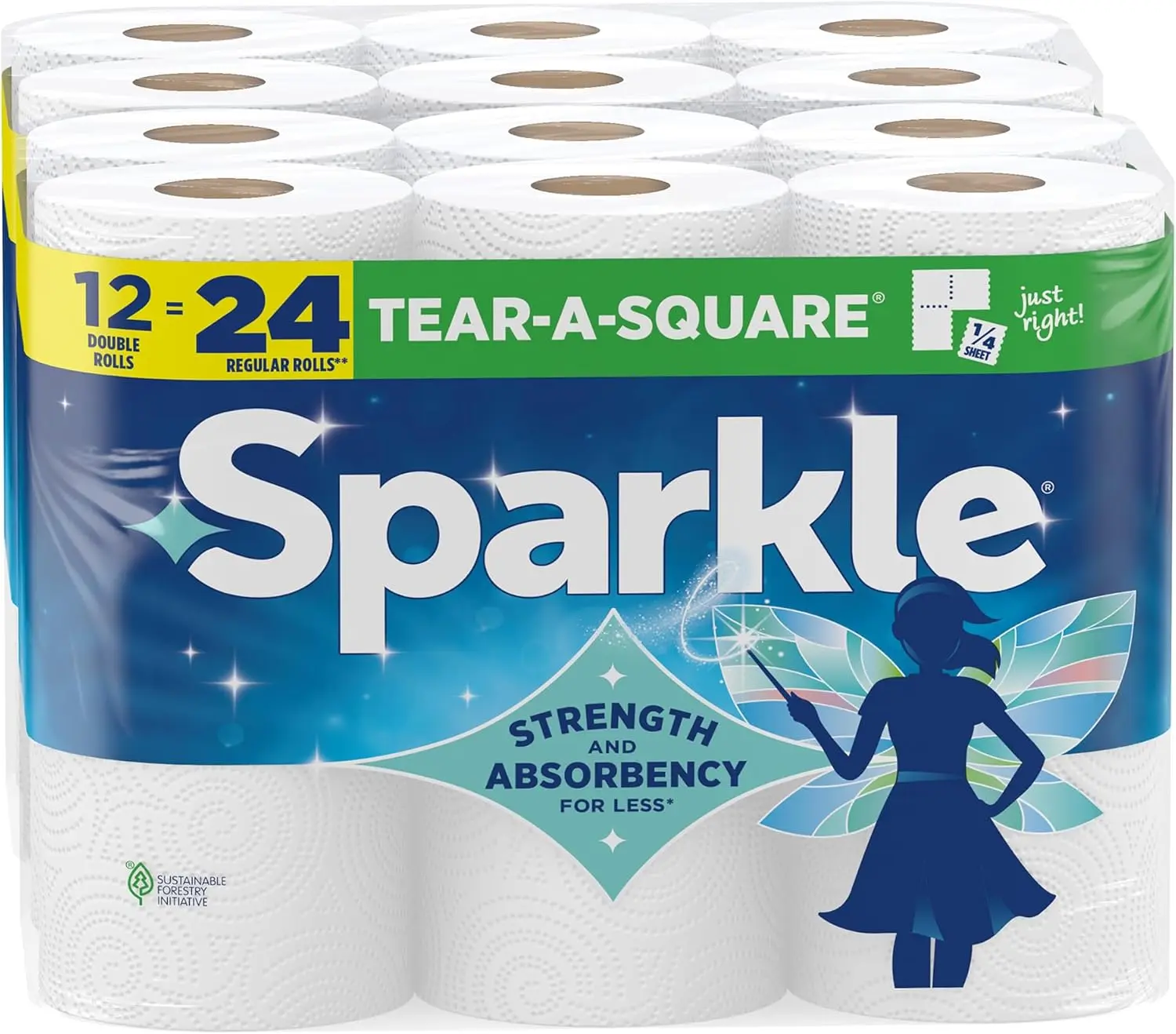 Paper Towels, 12 Double Rolls - Strong 2-Ply Towels for Kitchen Cleanup