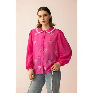 Lovestone County Beaded Shirt in Wild Pink