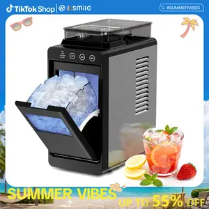 Kismile Countertop Ice Makers, 8 Bullet ICES in 6 Mins, 26lbs/24Hrs, 2 Ice Sizes, Self-Cleaning Portable Ice Maker Machine with Touch Display Blue Light for Home/Office/Bar, 1.1lb Storage