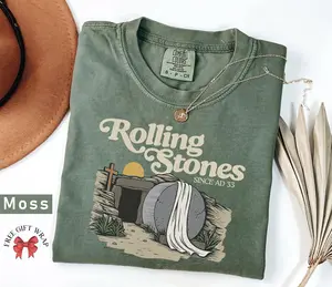 Comfort Colors Rolling Stones T-Shirt, Easter Clothes, Jesus Apparel, Catholic Shirt For Kids, Gift For Christian Woman, Faith-Based Tee