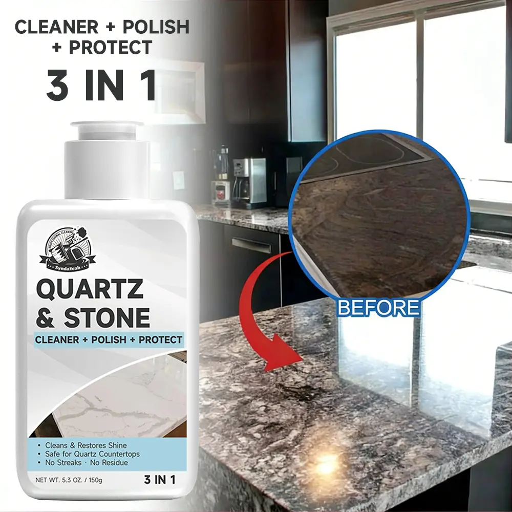 Quartz Countertop Cleaner and Polish, Quartz Stone Surface Restorer & Brightener