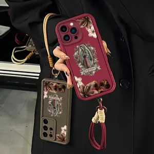 Virgin Mary and Flowers Pattern Phone case for iPhone Samsung 17Pro Max Air 16Plus E 15 14 13 12 11 XR XS Galaxy S25 S24 S23 S22 A71 A56 A55 A54 A53 A52 Note20 cases, Soft TPU, Bumper Drop Protection, Rugged Durable Back Cover, Perfect Gift for Girls.JL74