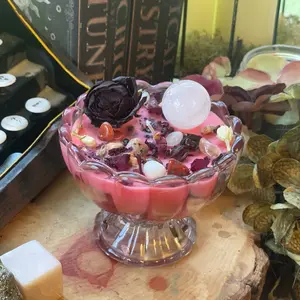 Crystal and Herb Intention soy Candle witch supplies/manifestation/magic